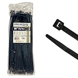 Kable Kontrol Heavy Duty Cable Zip Ties 100 Pcs 14 Inch Black, 120 Lbs Tensile Strength, Self-lockin