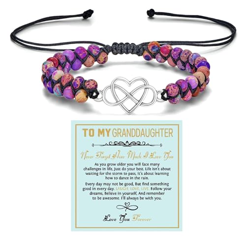 BTZY for My Granddaughter "You are Always in Mine Beads" �u���X���b�g�A�V�R�c��W���X�p�[�X�g�[���r�[�Y���b�v�u���X���b�g �S�̕��a�̂��߂̃f���I�u�����C���[�A�����p�u���X���b�g, Adjustabl