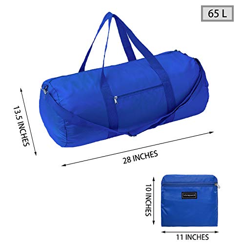 Vorspack Duffel Bag 28 Inches Foldable Lightweight Gym Bag with Inner Pocket for Travel Sports - Blue