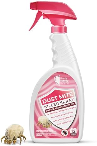 READY STEADY DEFEND Dust Mite Killer Spray | For Bedding, Upholstery & Carpets | Non-Toxic & Non-Staining Solution | 650ml