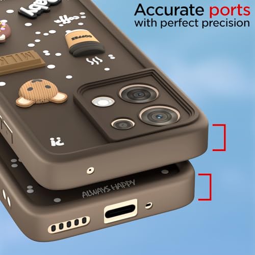 Image of Pikkme Back Cover for Oppo Reno 8 5G | Cute Fun Cartoon 3D Bear Silicone Full Body Protection Bumper Case (Brown)