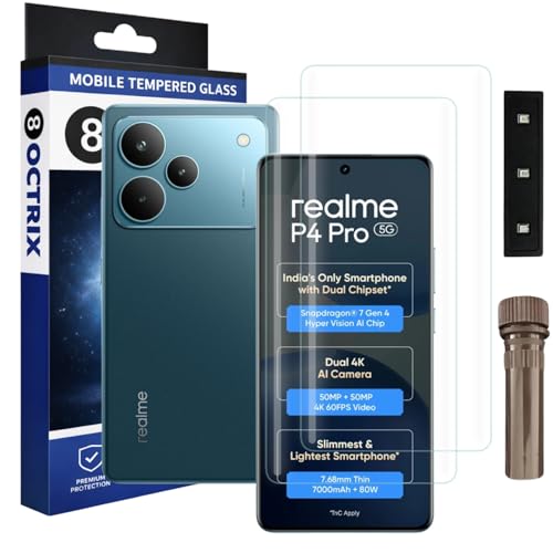 Image of Curved UV Tempered Glass Screen Protector for Realme P4 Pro 5G | Transparent | Pack of 2 | Full Screen Coverage with UV Installation Kit