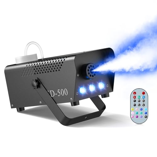 Image of 500W Fog Machine,Smoke Machine with 3 RGB LED Lights, 14 Colorful LED Lighting Effect Fog Machine, Wireless Remote Smoke Machine for Party Stage Christmas Wedding Halloween, 1 Pack