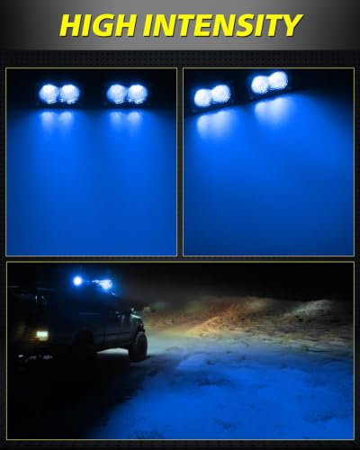 Image of Blue LED Pods, AKD Part 3 inch 40W Diffused CREE LED Pod Lights Blue Boat Light Bars Fishing Chase Emergency Safety Signal Trailer Lights for Boat Truck Pickup Tractor Van UTV
