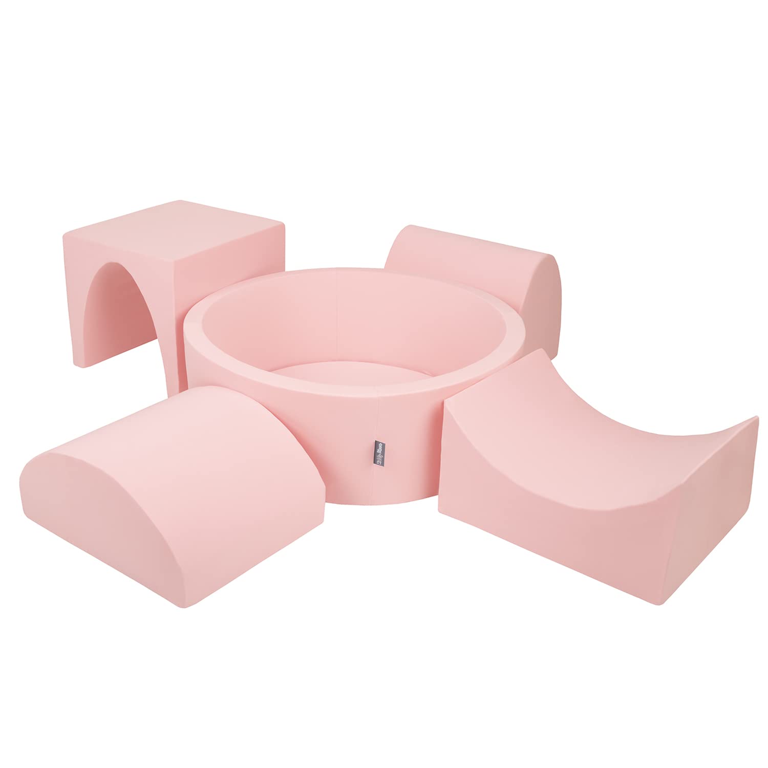 KiddyMoon Area di Gioco in Schiuma con Tondo Piscina di Palline (200 Palline) per Bambini, Rosa:Rosa Chiaro/Perla/Trasparente