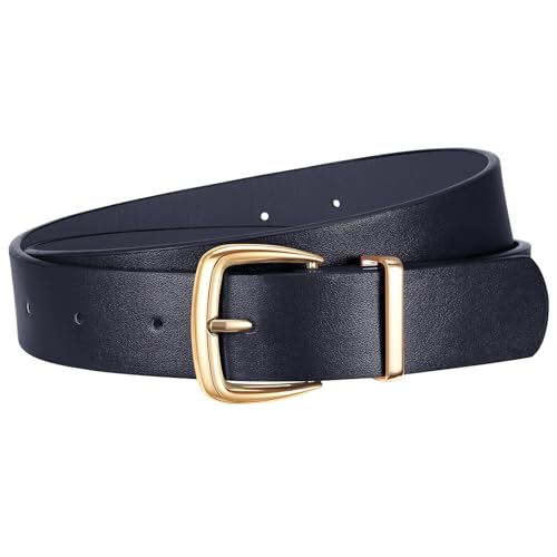 VONMELLI Women's Leather Belts for Jeans Dress Pants Women Fashion Leather Belt with Gold Buckle