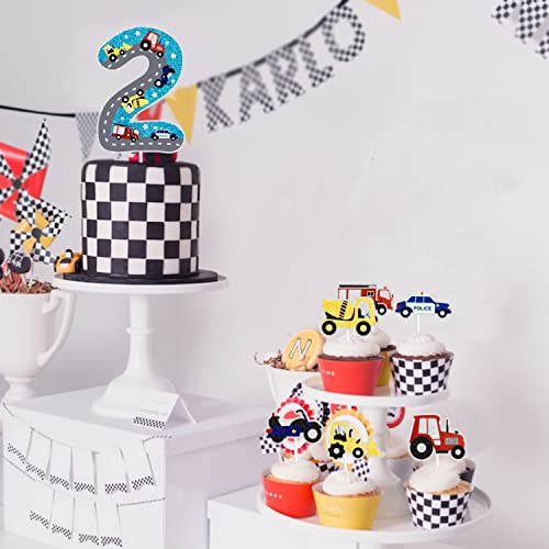 Transport Truck 2Nd Birthday Cake Toppers Set Of 7 - Construction Truck Themed Party Or Emergency Themed Party Decorations For Boys Or Girls - Sugargera #TOP5