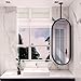 Seodradow Black Metal Pole Ceiling Suspended Mirror, Wall Mounted Suspended Corridor Bathroom Mirror