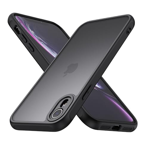 Product image of Tobfit Polycarbonate Matte Case for iPhone XR 6.1 Inch, Military Grade Shockproof Drop Protection, Frosted Translucent Back Cover, Anti-Fingerprint (Black)