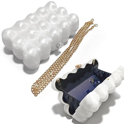 Image of Acrylic Evening Clutch Purse for Women Cute Marble Glitter Makeup Crossbody Bag Handbag for Wedding Party