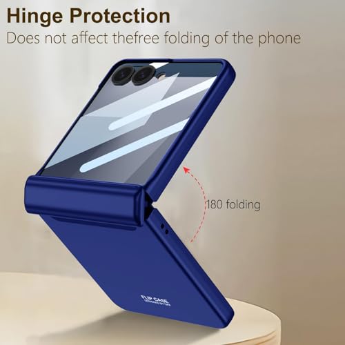 Image of Kapa Ultra Thin Back Cover for Galaxy Z Flip7 / Z Flip 7 | with [Magnetic Hinge Protection] and Inbuilt Glass Window Protection (Blue)