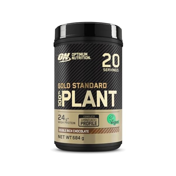 Optimum Nutrition Gold Standard 100% Plant Based Protein Powder for Men and Women, Vegan Protein Shake Powder, Post Workout or anytime throughout the day, Chocolate Flavour, 20 Servings, 684g