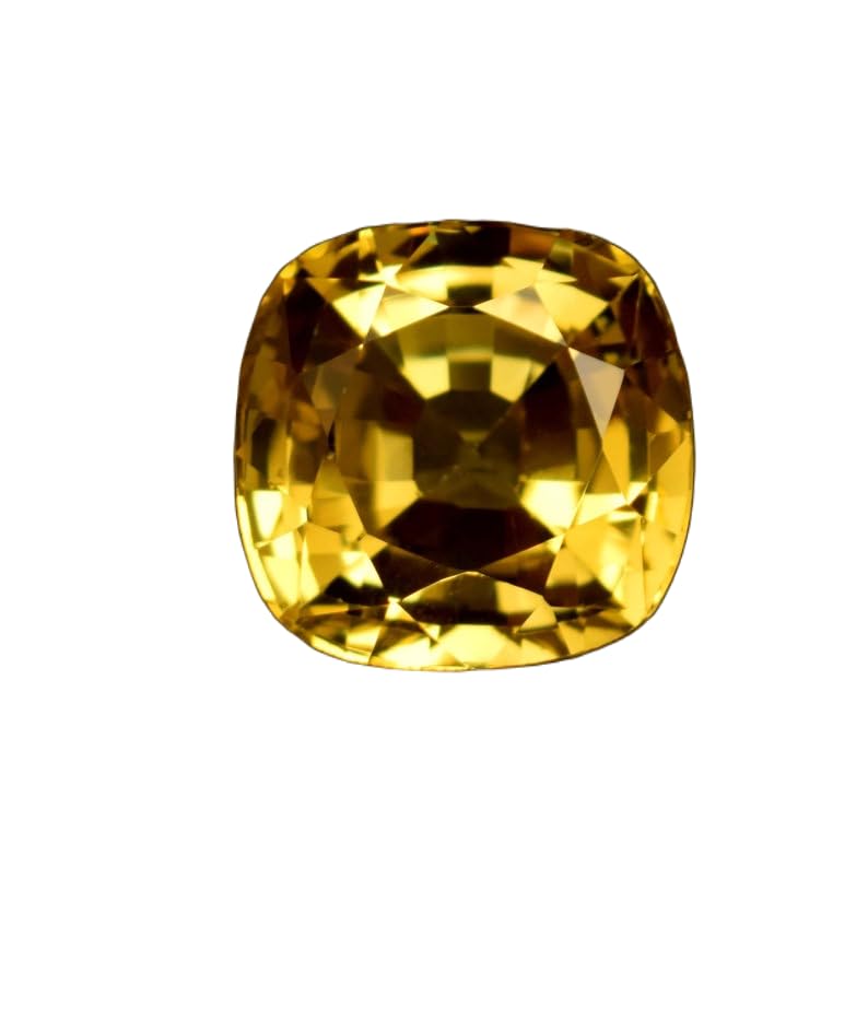 Saphir jaune naturel éclatant en forme coussin pour bague et création de haute joaillerie