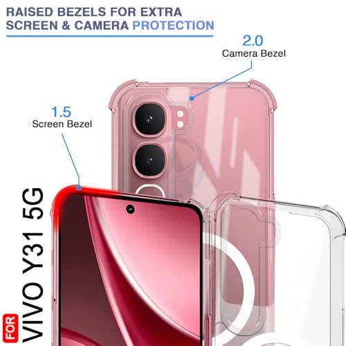 Image of AESTMO Clear Back Cover for Vivo Y31 5G | 360 Protection | Transparent Back Cover for Vivo Y31 5G (PC + TPU, Compatible with MagSafe Accessories, Transparent Bumper)