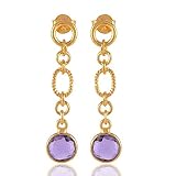 cute earrings tumblr joyas de plata hechas a mano Oval Cut Amethyst Gold Vermeil 925 Silver Dangle Earrings