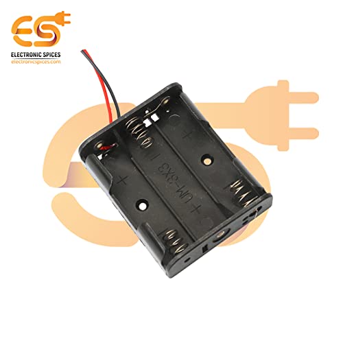 Image of Electronic Spices AA 3 Cell Battery Holder Hard Plastic Case With Wire Pack of 1 (1.5v X 3 Cells = 4.5volt)