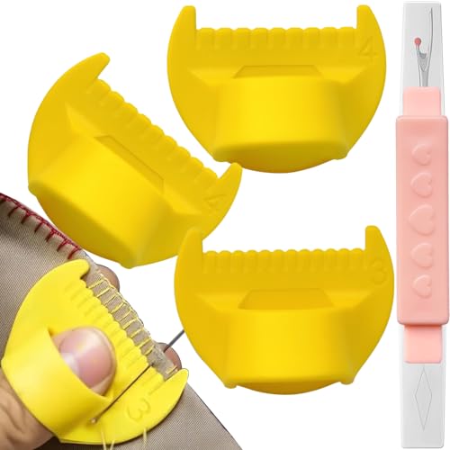 4Pcs Edge Stitch Lock and Sewing Gauge Set - Edge Sewing Lockranding Tool for Quilting, Hemming, Needle Gauge, Seam Guide Ruler, Measuring Tool for Straight(4mm/3mm & Seam Ripper)