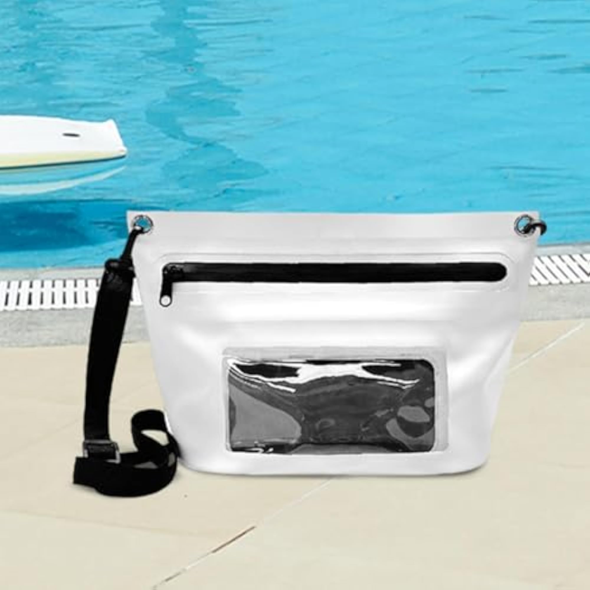 Lightweight Adjustable Waterproof Phone Pouch for Kayak Travel, White