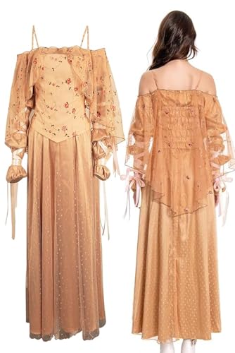 XCDAHAIL Women's Padme Amidala Costume Padme Yellow Dress Corset Queen Amidala Cosplay Outfit for Halloween (Yellow, Small)