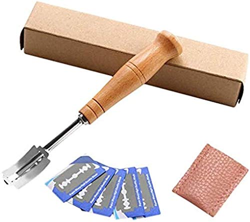 Bread Lame, Lame Bread Knife, Bread Knife, Lame Bread Tool, Hand Crafted Bread Lame, Included 5 Blades and Leather Protective Cover for Cutting Bread Bosses Supplies