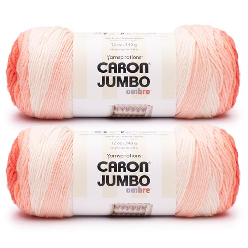 Caron CAR Jumbo Ombre Przędza łososiowa - 2 opakowania 340 g/12 uncji - 100% akryl - #4 czesankowa (średnia) - 590 jardów - dziewiarstwo/szydełkowanie
