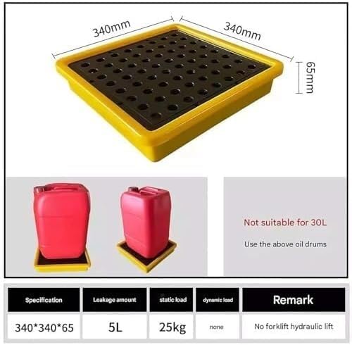 Spill Containment Pallet Stackable Modular Platform Spill Containment Platform With Grating Outlet Modular Spill Platform Spill Platform Yellow And Black Modular Spill Containment Pallet(34x34x6.5cm)