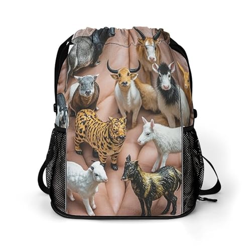 The Twelve Chinese Zodiac Signs Drawstring Backpack, Dry Wet Separate Gym Bag Unisex Sports Drawstring Bag for Work, Fitness