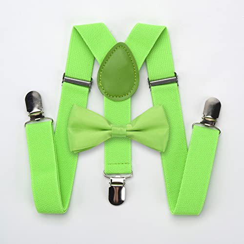 MOTYAWN Kids Suspenders Bowtie Set, Toddler Adjustable Suspenders Bowties Elastic Band with Clip-on Child Y-Shape Suspender Set Boys Classic Bow Tie Braces for Wedding, Formal Events4