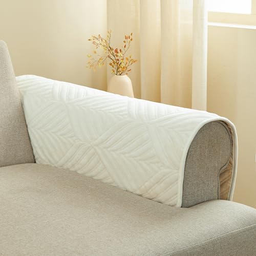 Image of Amazon Basics - Velvet Quilted Make Your Own Sofa Cover |70cm x 70cm| Microfiber Sofa Slipcover (Beige, Set of 2 Armrest)