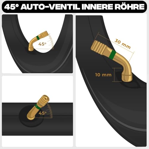 10x2 54-152 Kinderwagen Schlauch 10 Zoll 10 x 2/2.25 mit Winkelventil 45° inkl. 2 Monagehebeln | 2 Stück Packung | für Kinderwagen Reifen 10 Zoll 10 x 2.0 54-152
