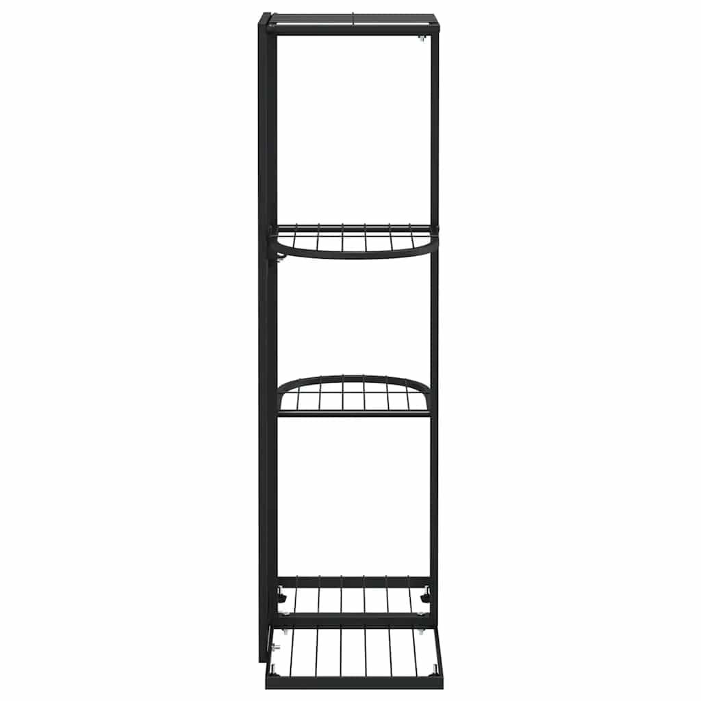Stojak na kwiaty, 4-piętrowy, metalowy, czarny, 43 x 22 x 76 cm, regał na rośliny, na balkon, taras, do salonu, z półką na rośliny, do użytku wewnątrz i na zewnątrz