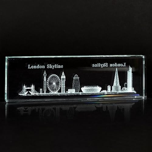 SAJAK 3D London Skyline Crystal Glass Ornament, Laser Engraved Quartz Collectible Gift for Home Decor Office, Wedding - Image 2