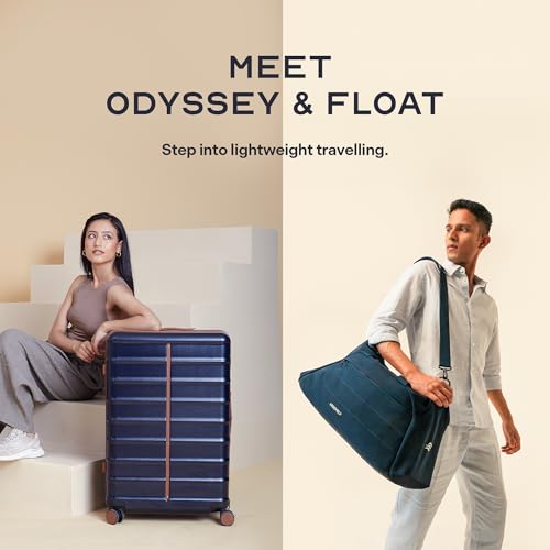 Image of Assembly Polycarbonate Large Suitcase 28 Inches | Hard-Sided Trolley Bag with Premium Weekender Water Resistant Duffle Bag | 110L + 40L | Blue | Odyssey