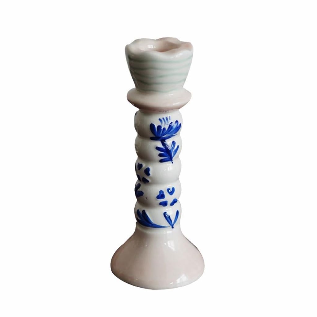 Candle Holder Creative Hand-painted Roman Column Ceramic Tall Candlestick Home Desktop Decoration Decorate Candlestick