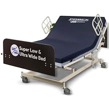 Ultra Wide Adjustable Hospital Bed - 14"-30" Height Range, 36-42-48 Width Range, 80-88 Length Range - Full Electric Bariatric Medical Bed, 8 Function Hand Pendant with Auto Contour - Mahogany