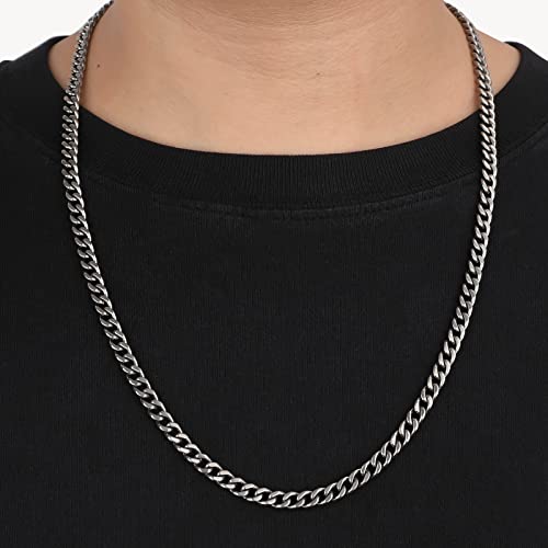 Santhree 5.5Mm Pure Titanium Cuban Link Chain Necklace, Vintage Lightweight Skin-Friendly Titanium Chain Necklace For Men Women, 24 Inch #TOP2