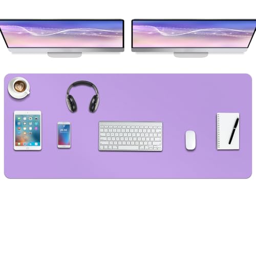 Boutilon Leather Desk Pad Protector,Non-Slip Mouse Pad,Laptop Desk Pad,Office Mouse Mat,Waterproof Leather Desk Blotter,Desk Writing Pad for Office and Home (XXXL-Purple,47"x 24")