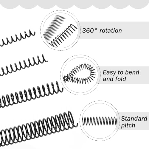 50 Pack Plastic Spiral Binding Coils 4:1 Pitch Spiral Binding Coils Binding Kit Multi Size Black Spiral Binding 1/4 5/16 1/2 3/4 Inch