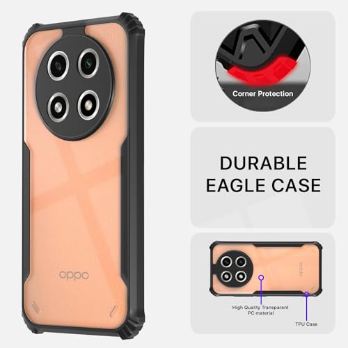 Image of Pikkme Oppo A2 Pro 5G Back Cover | Crystal Clear Transparent Back | Ultra Hyrbid | Full Camera Protection | Raised Edge | Bumper Back Case (Black)