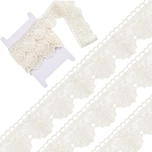 Nastro in pizzo beige:il pizzo è disponibile in beige, i nastri in pizzo di ispirazione vintage possono essere indossati con la maggior parte dei pezzi per decorare i tuoi matrimoni, feste e artigianato per un ambiente romantico, soprattutto per coloro a cui piace il fai da te, realizzare opere meravigliose secondo i propri hobby e la propria immaginazione