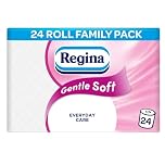 Regina Gentle Soft Toilet Tissue - 24 Rolls of 3 Ply Toilet Paper, 160 Sheets, Soft and Gentle, 30% PCR Plastic Packaging, FSC Certificated