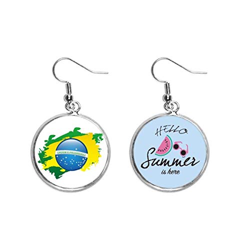 Pendientes de sandía con bandera de Brasil de material hipoalergénico y ligero