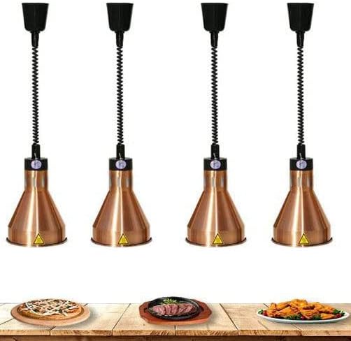 吊り下げ食品ヒートランプ、電球付きフードウォーマーランプ4個パック食品加熱ランプ商業食品サービスヒートランプ、ブルー(ブラウン)