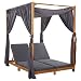 Produktbild vidaXL Akazienholz Massiv Doppel Sonnenliege mit Vorhängen Auflagen Doppelliege Gartenliege Relaxliege Gartenmöbel Liege Lounge Terrasse