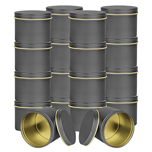 Empty Metal Tins Candle Tins,18 Pieces Metal Candle Tins Candle Jars Candle Containers Candle Tins Empty Candle Jars for Candle Making, Candies, Gifts & Treasures, 4 oz,DIY Candle Making Needs (Black)