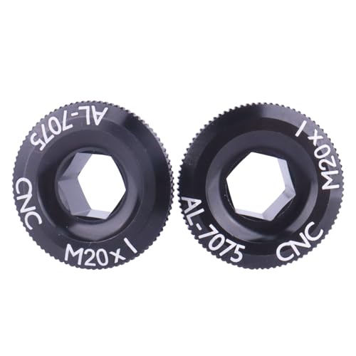 YANRUHFL 2Pcs Aluminum Alloy M20 Crankset Arm Bolt, Bicycle Crank Cover Screws (Black)
