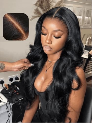UNICE Glueless Wigs Human Hair Pre Plucked Pre Cut Lace 5x5 Thin HD Lace Closure Wig Body Wave Human Hair Wig Bleached Knots Match All Skin Tones 180% Density 24 inch