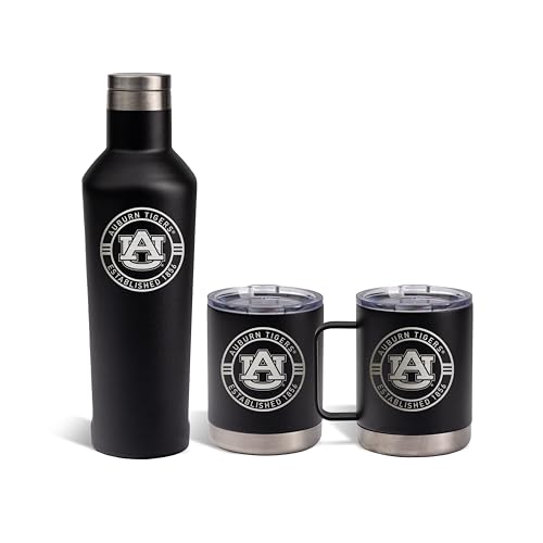 The Memory Company Officially Licensed Team Logo AM/PM Set 12/12/17oz (Coffee Cup, Water Bottle, and Lowball), Auburn University