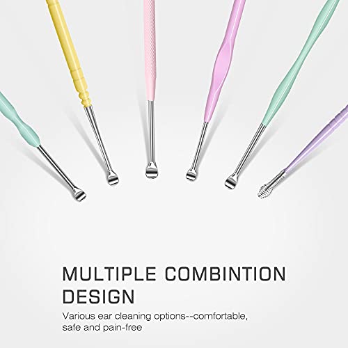 Ear Wax Removal Kit, Gemice 6 Pcs Ear Pick Tools Curette Cleaner Reusable Ear Cleaner, Stainless Steel Ear Wax Remover with Leather Bag and Cleaning Brush - Thumbnail 4