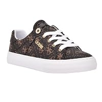 GUESS Women's Loven Sneaker, Brown Multi 908, 8.5 US
